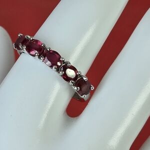 925 Sterling Silver Ring with Natural Ruby 3.5x5mm Gemstones